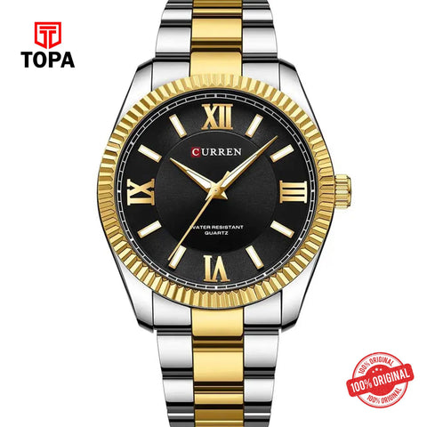Topa Curren-8453-TTGLD-BLK-Metal-Band-Men-Watch - Product Image 1