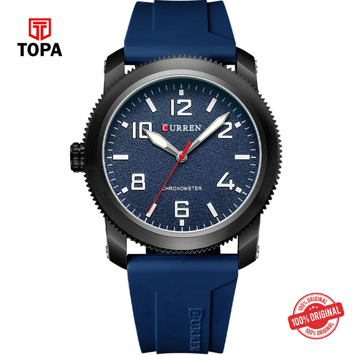 Topa Curren-8454-BLKBLU-BLU-Rubber-Band-Men-Watch - Product Image 1