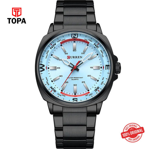 Topa Curren-8455G-BLK-SBLU-Metal-Band-Men-Watch - Product Image 1