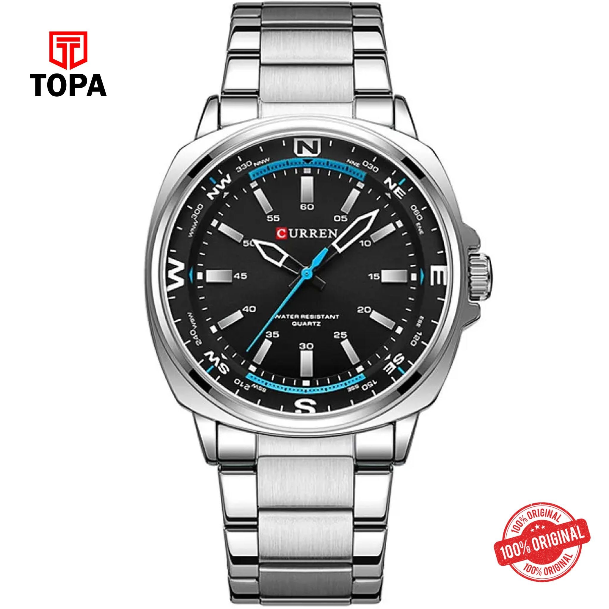 Topa Curren-8455G-CH-BLK-Metal-Band-Men-Watch - Product Image 1
