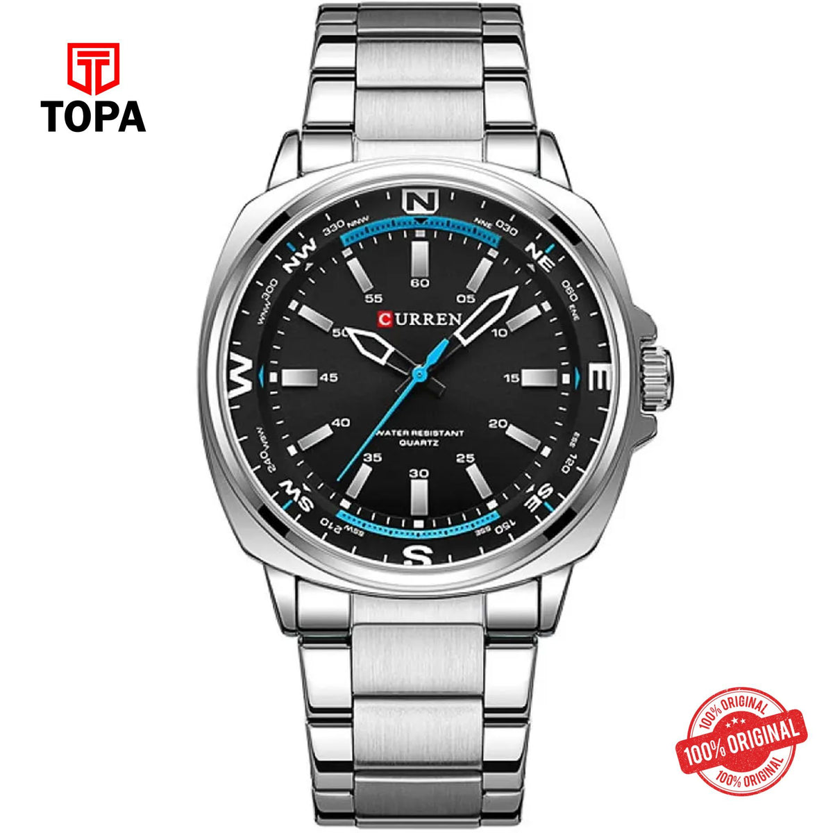 Topa Curren-8455G-CH-BLK-Metal-Band-Men-Watch - Product Image 1