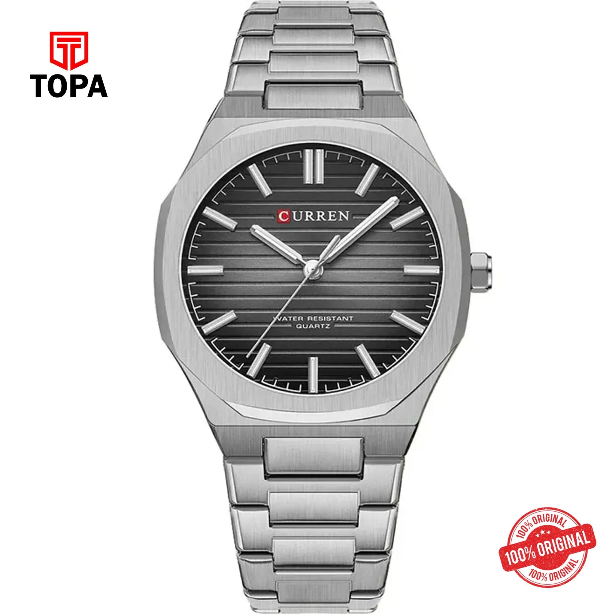 Topa Curren-8456G-CH-BLK-Metal-Band-Men-Watch - Product Image 1