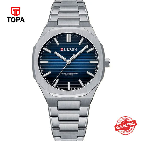 Topa Curren-8456G-CH-BLU-Metal-Band-Men-Watch - Product Image 1