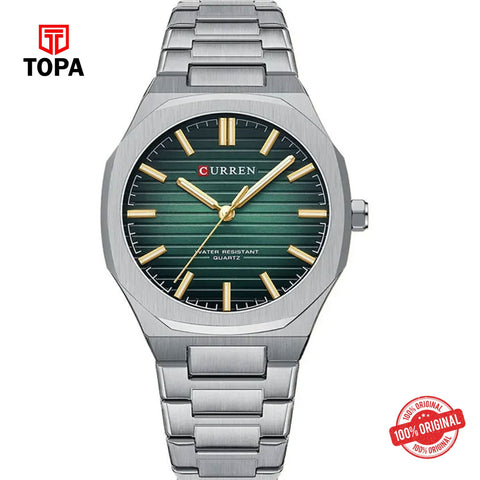 Topa Curren-8456G-CH-GRN-Metal-Band-Men-Watch - Product Image 1