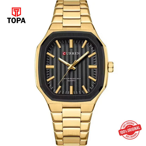 Topa Curren-8458G-GLD-BLK-Metal-Band-Men-Watch - Product Image 1