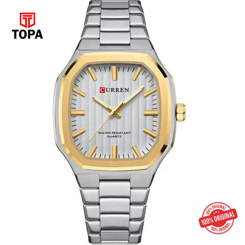 Topa Curren-8458G-TTGLD-WHT-Metal-Band-Men-Watch - Product Image 1