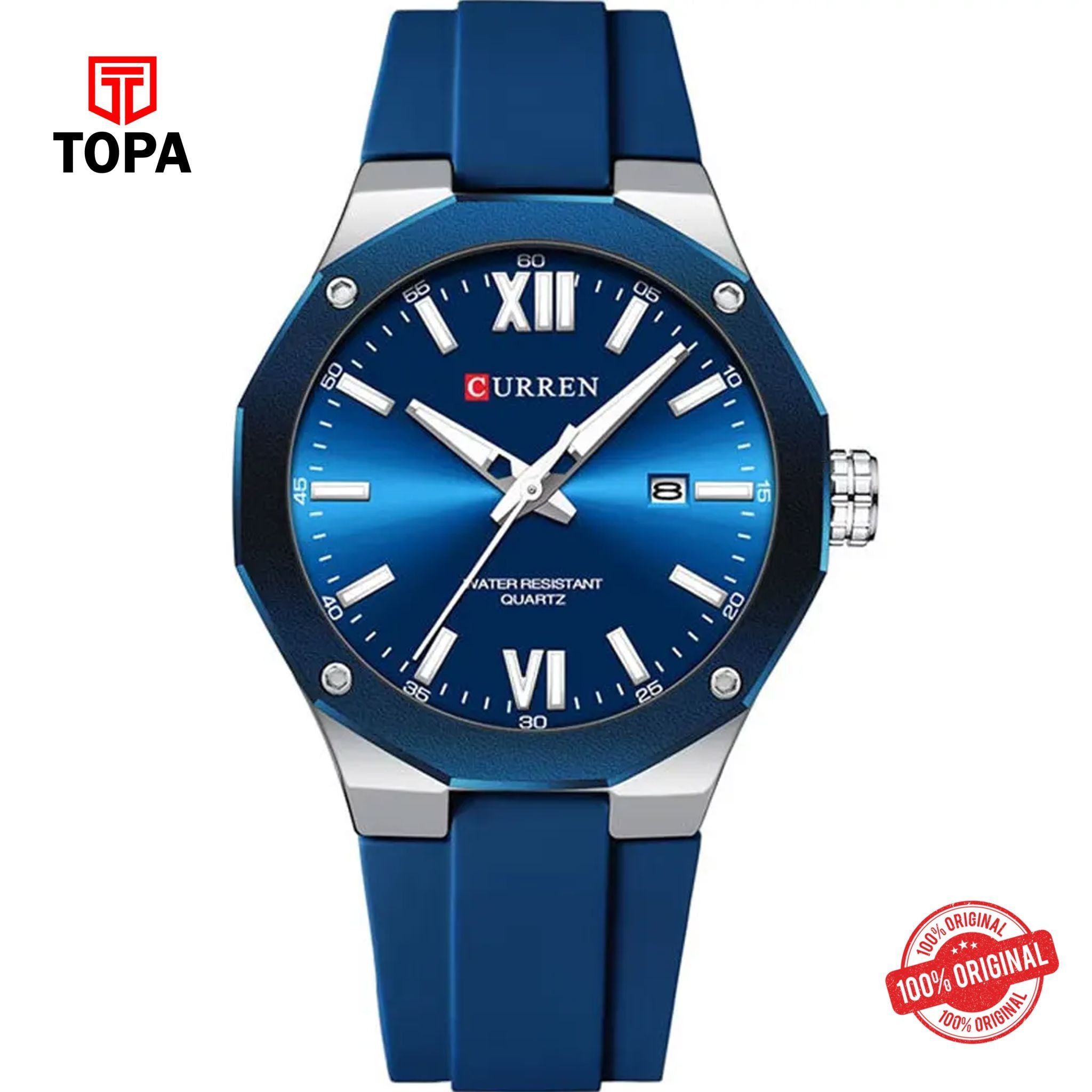 Topa Curren-8465G-CH-BLU-Rubber-Band-Men-Watch - Product Image 1