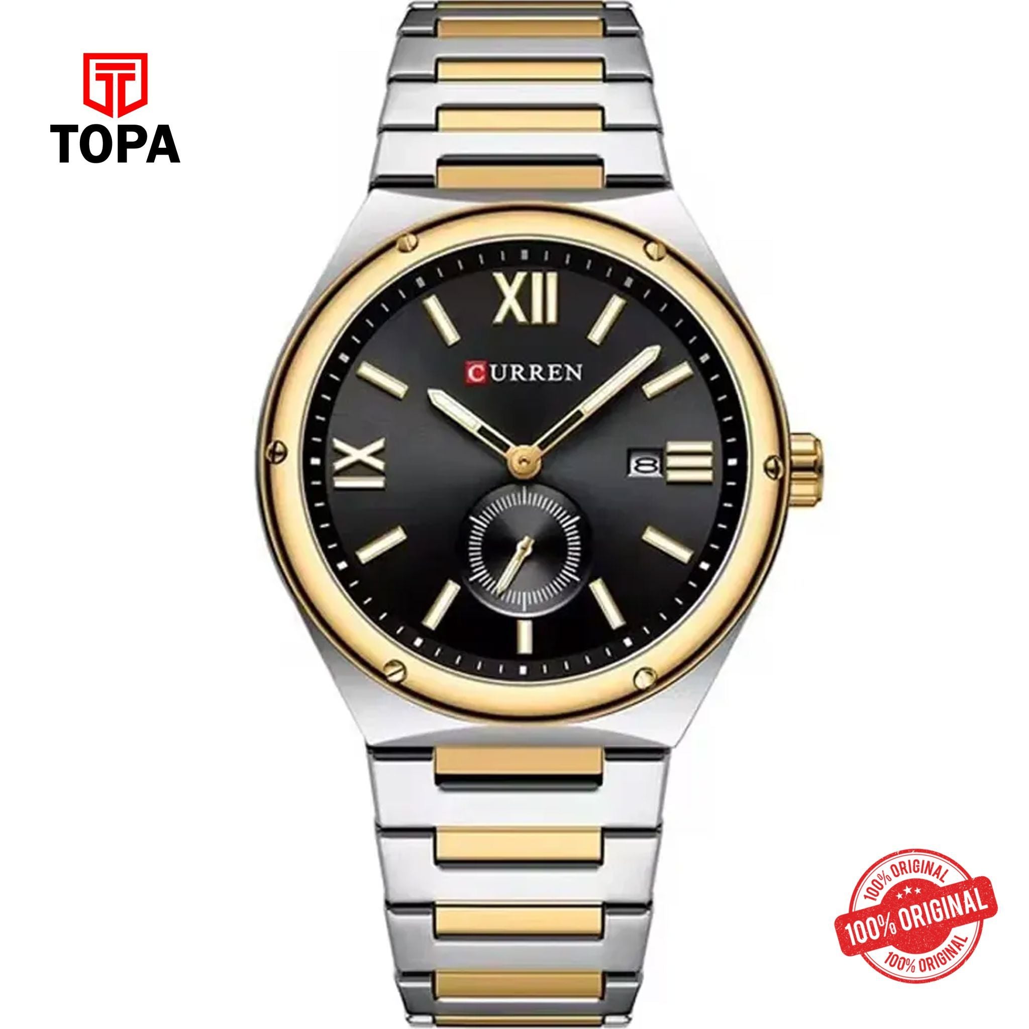 Topa Curren-8471G-TTGLD-BLK-Metal-Band-Men-Watch - Product Image 1