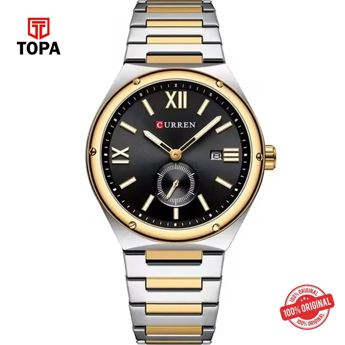 Topa Curren-8471G-TTGLD-BLK-Metal-Band-Men-Watch - Product Image 1
