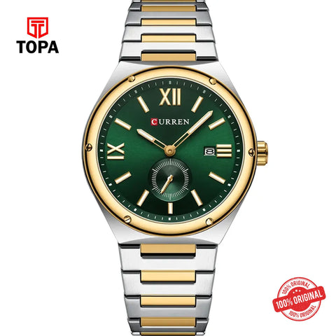 Topa Curren-8471G-TTGLD-GRN-Metal-Band-Men-Watch - Product Image 1