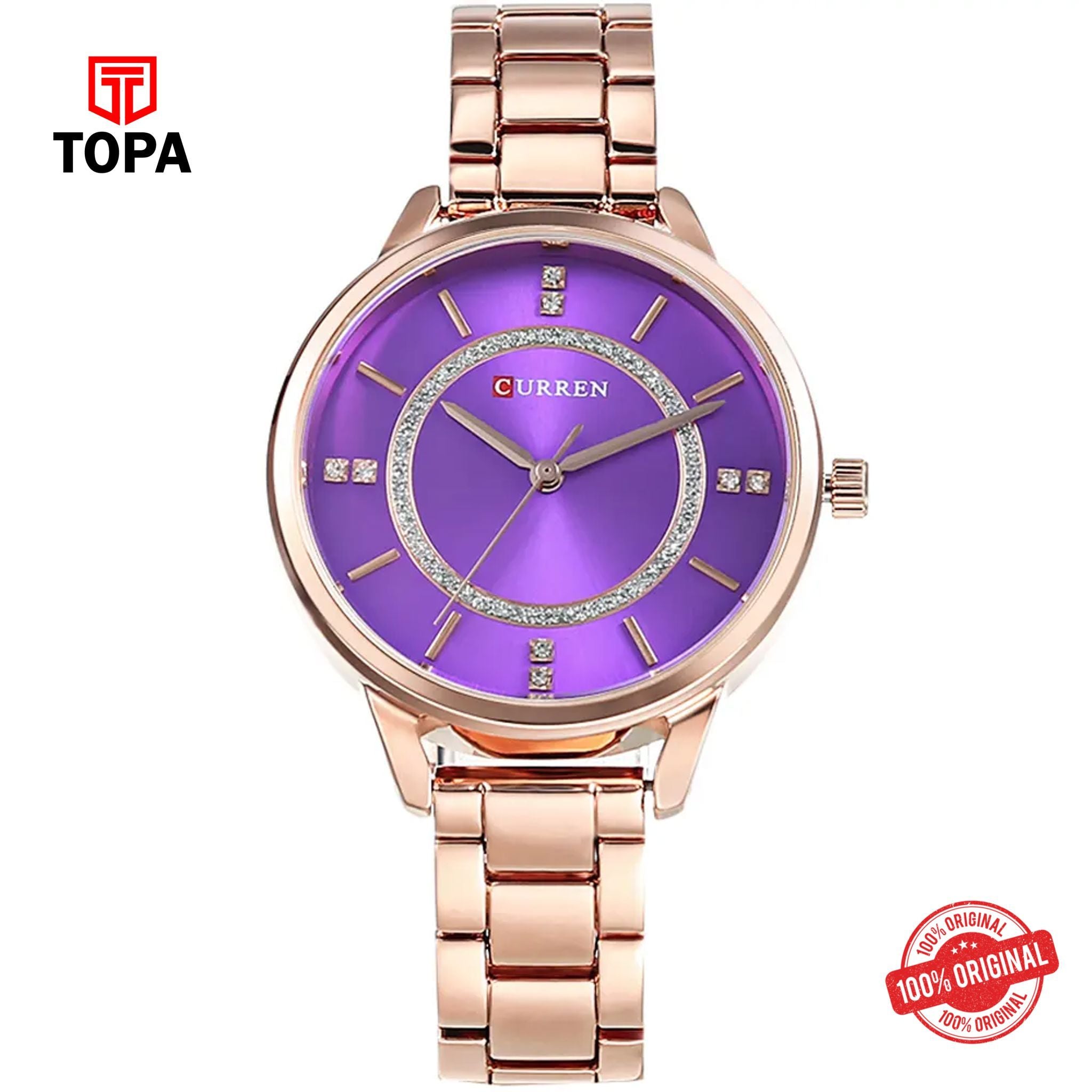 Topa Curren-9006-RS-PUR-Metal-Band-Women-Watch - Product Image 1