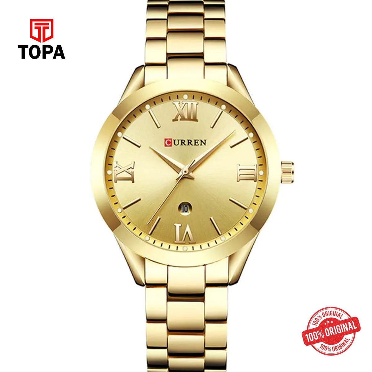 Topa Curren-9007-GLD-Metal-Band-Women-Watch - Product Image 1