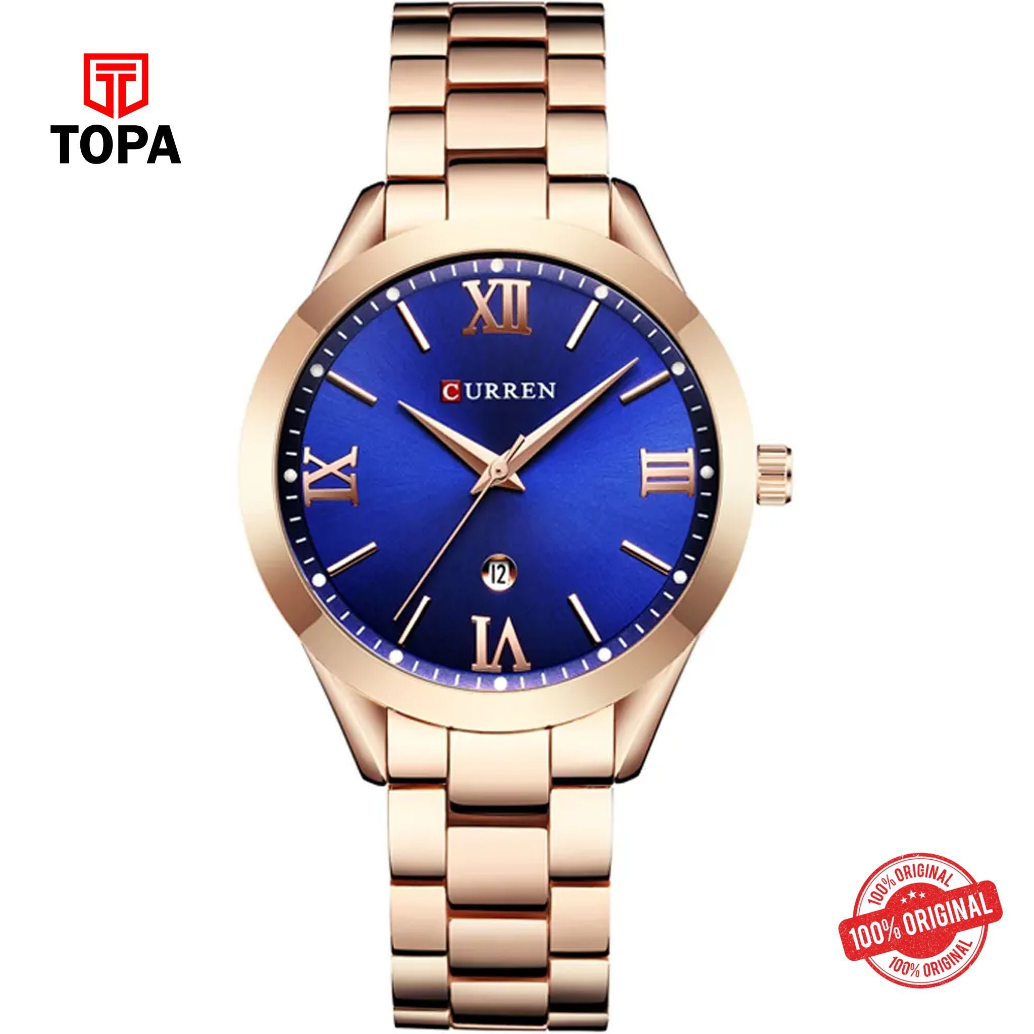 Topa Curren-9007-RS-BLU-Metal-Band-Women-Watch - Product Image 1