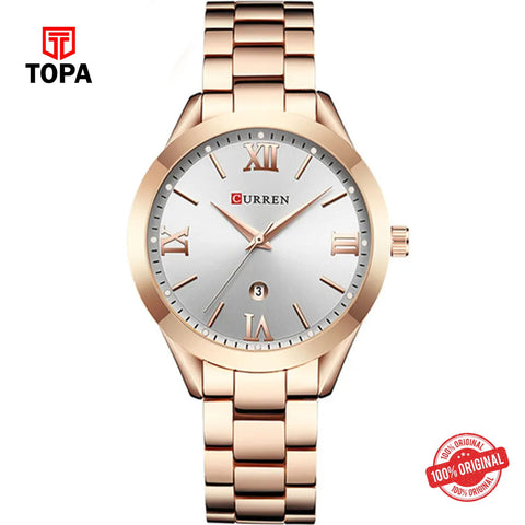 Topa Curren-9007-RS-WHT-Metal-Band-Women-Watch - Product Image 1