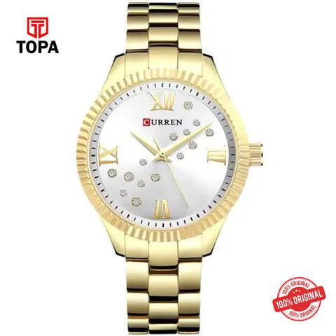 Topa Curren-9009-GD-SLV-Metal-Band-Women-Watch - Product Image 1