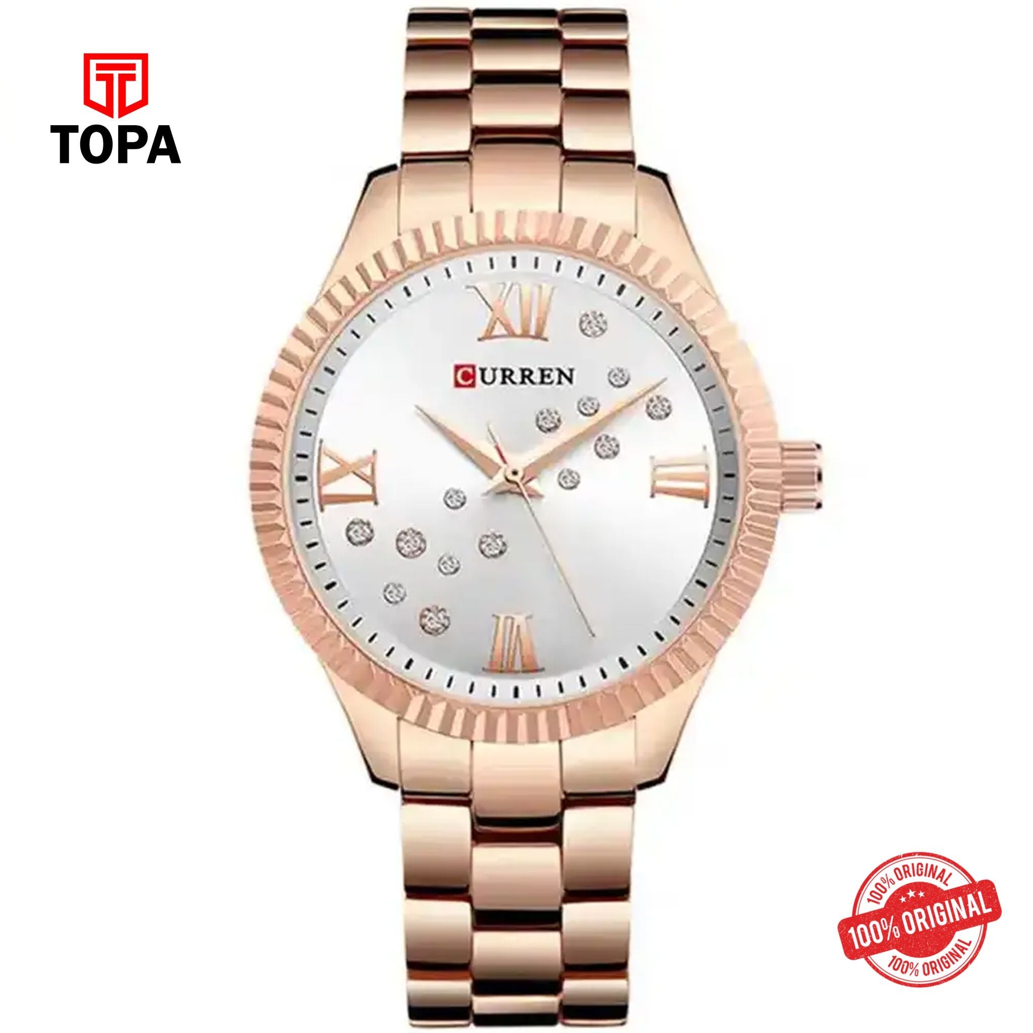 Topa Curren-9009-RS-SLV-Metal-Band-Women-Watch - Product Image 1