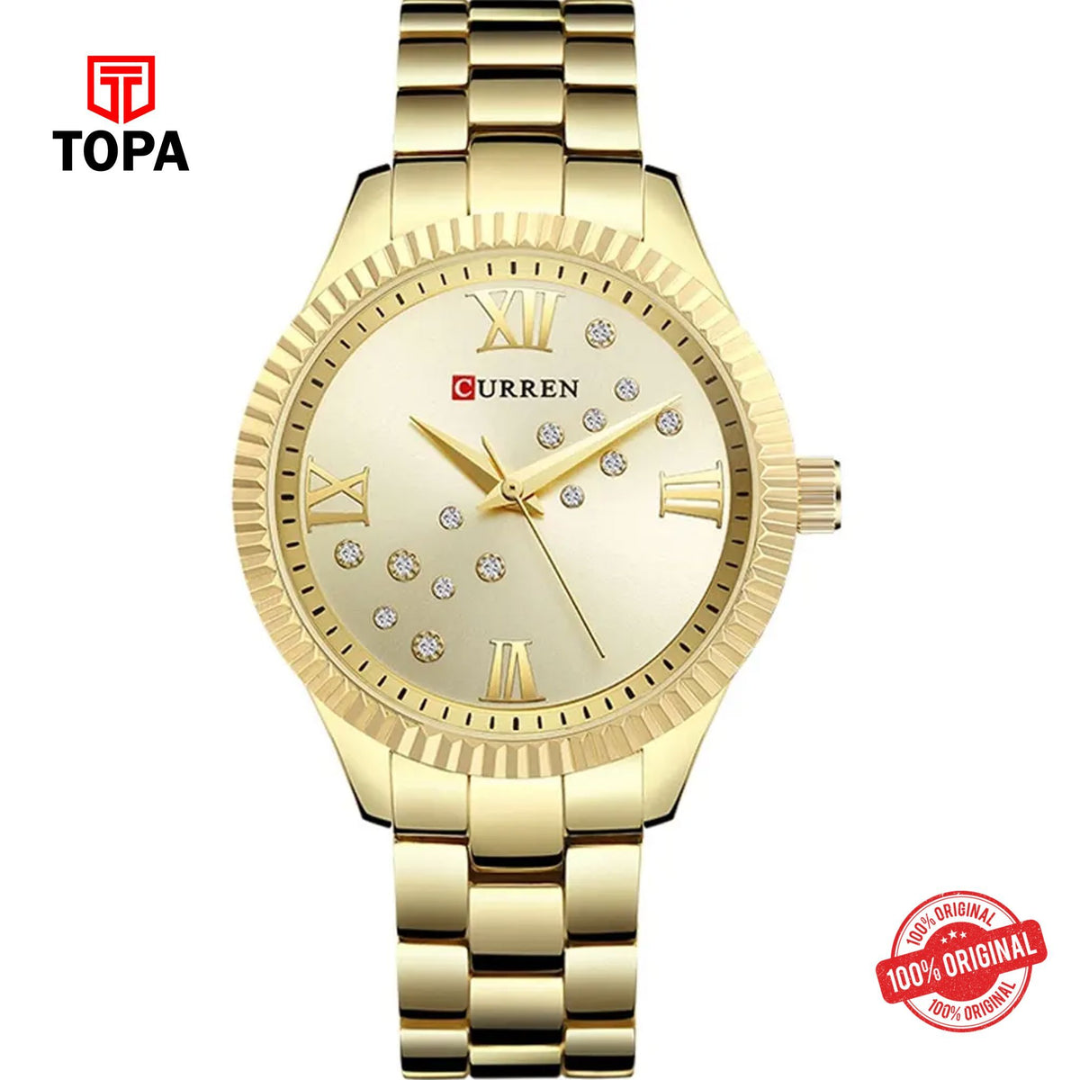 Topa Curren-9009L-GLD-Metal-Band-Women-Watch - Product Image 1