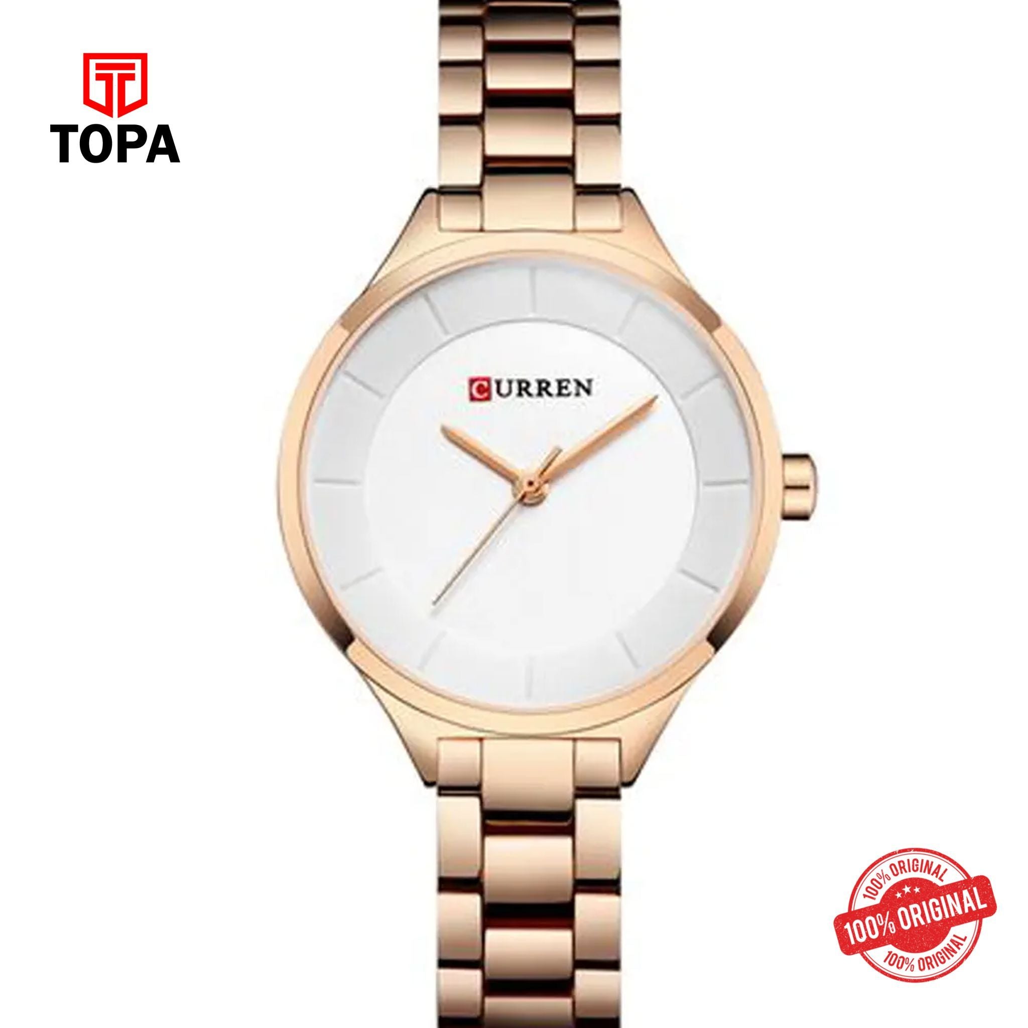 Topa Curren-9015-RS-WHT-Metal-Band-Women-Watch - Product Image 1