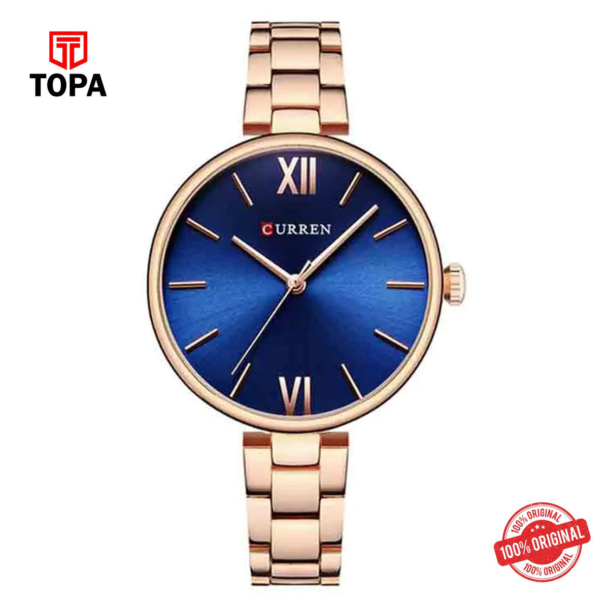 Topa Curren-9017-RS-BLU-Metal-Band-Women-Watch - Product Image 1