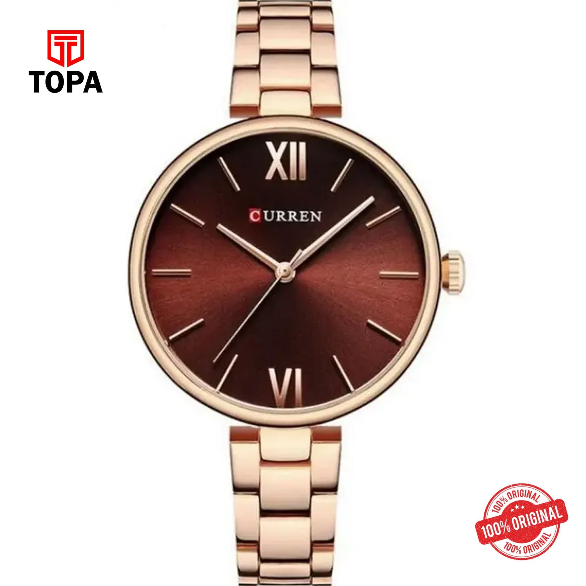 Topa Curren-9017-RS-BRN-Metal-Band-Women-Watch - Product Image 1