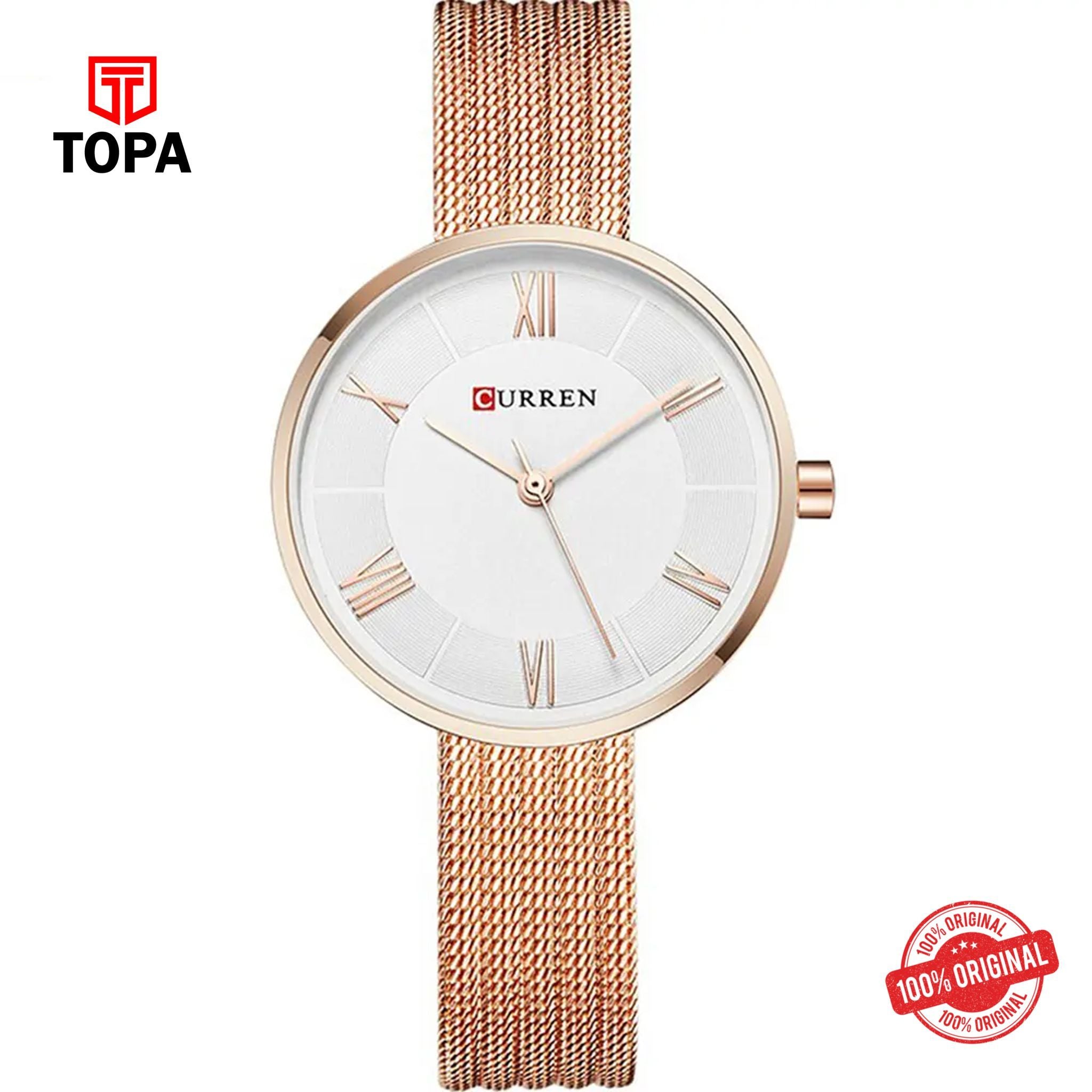 Topa Curren-9020-RS-WHT-Mesh-Band-Women-Watch - Product Image 1