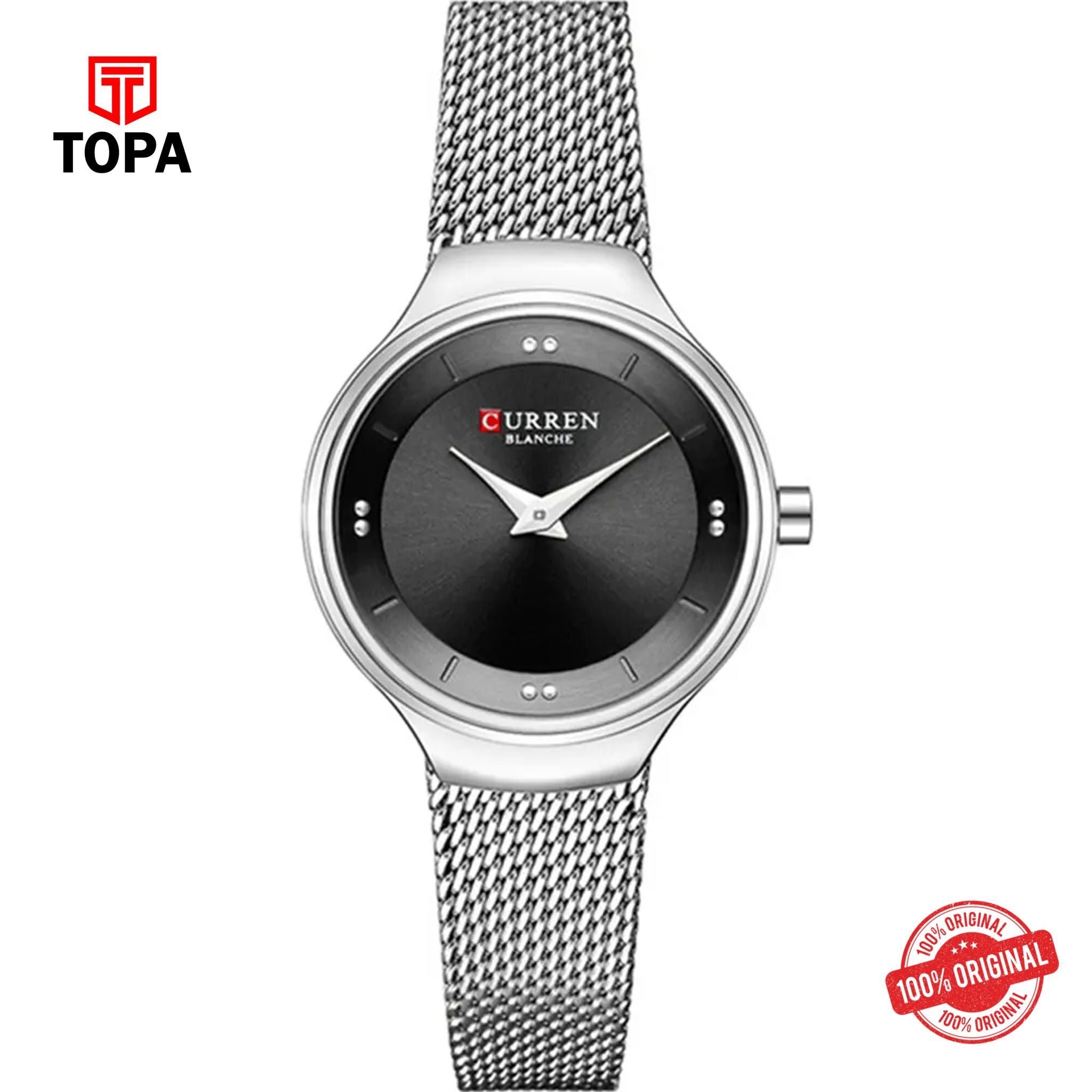 Topa Curren-9028-CH-BLK-Mesh-Band-Women-Watch - Product Image 1