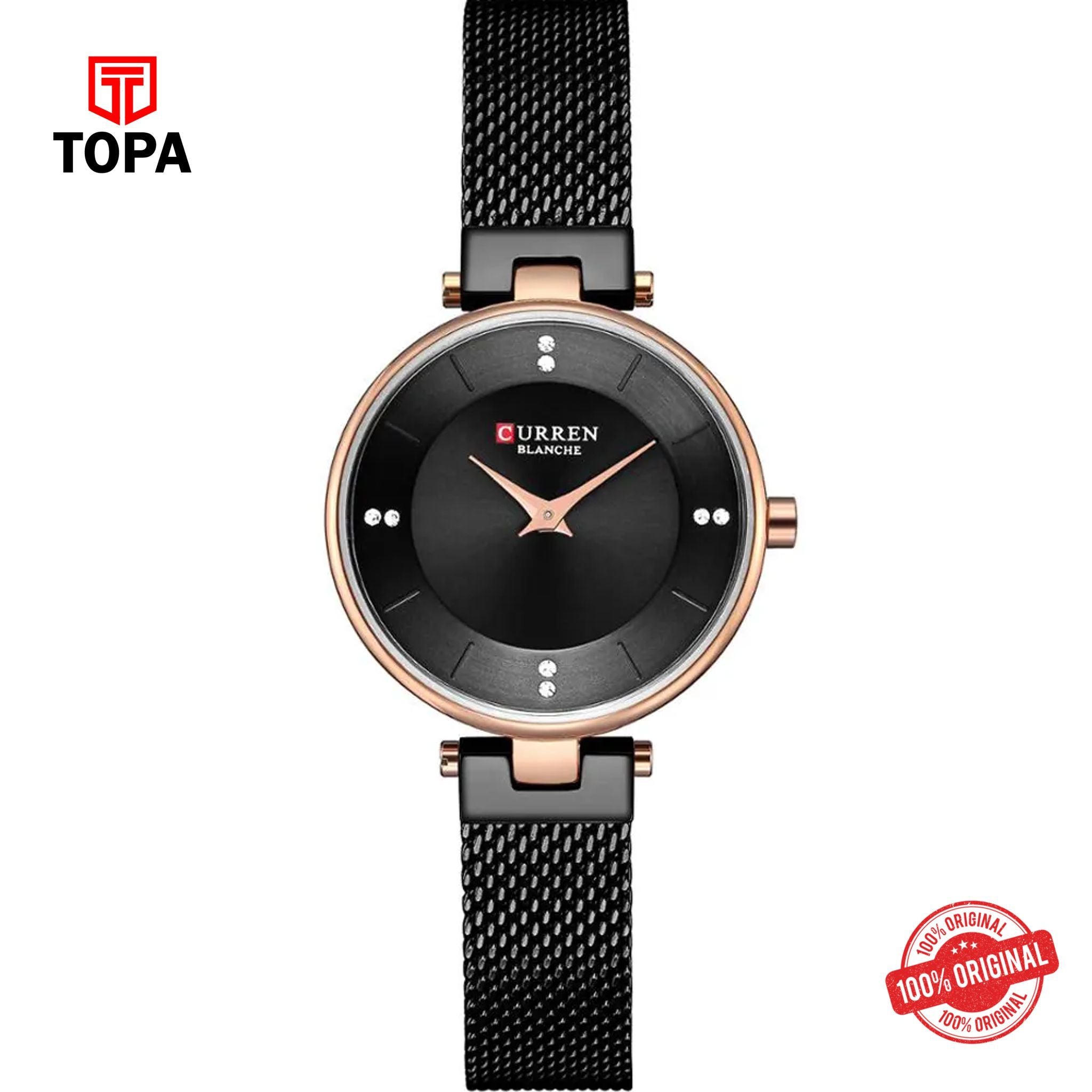 Topa Curren-9031-RGBLK-BLK-Mesh-Band-Women-Watch - Product Image 1