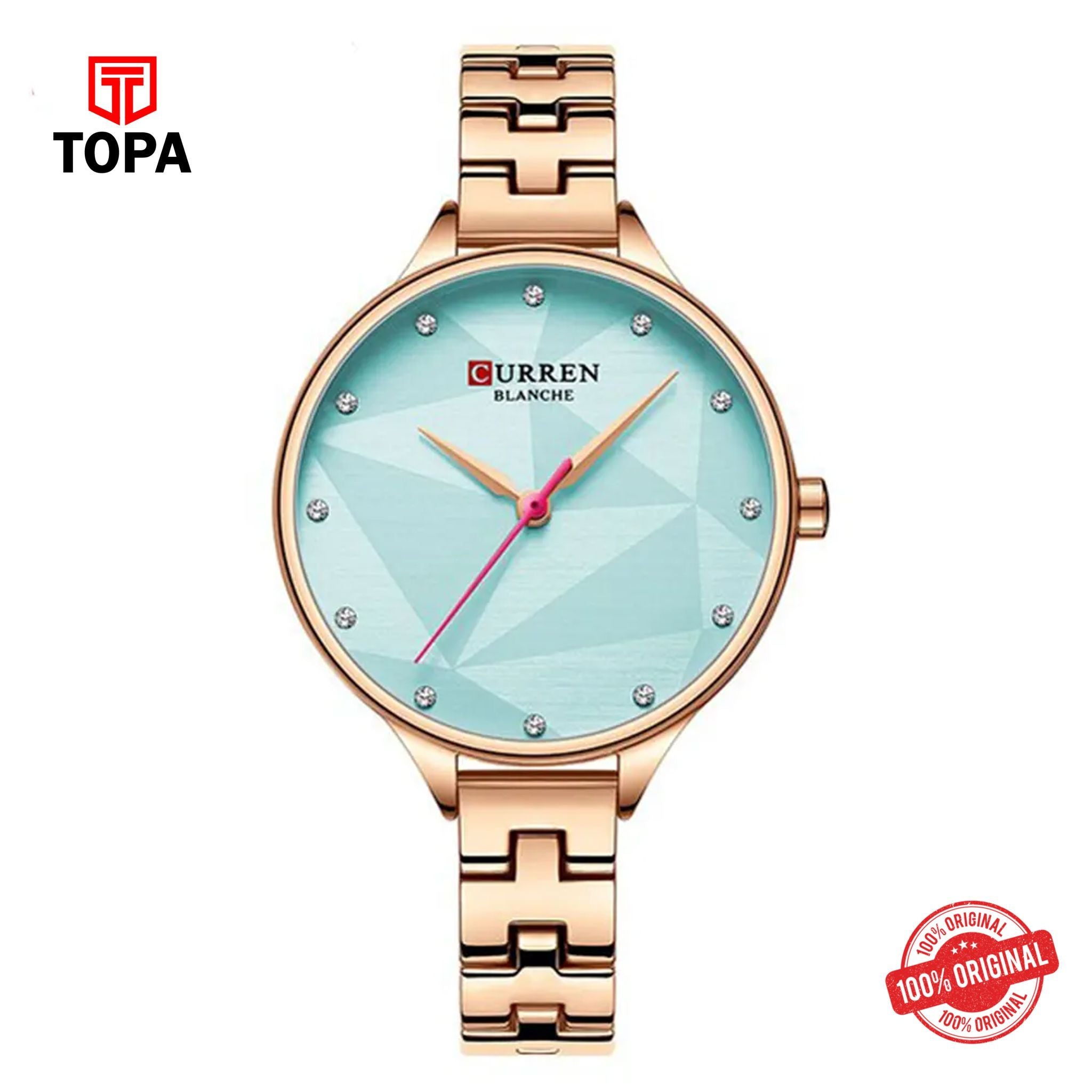 Topa Curren-9047-RS-SKYBLU-Metal-Band-Women-Watch - Product Image 1