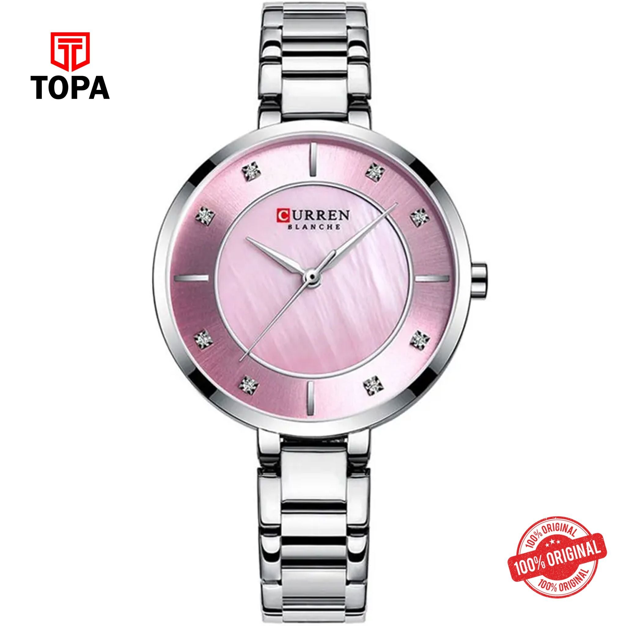 Topa Curren-9051-CHR-PNK-Metal-Band-Women-Watch - Product Image 1