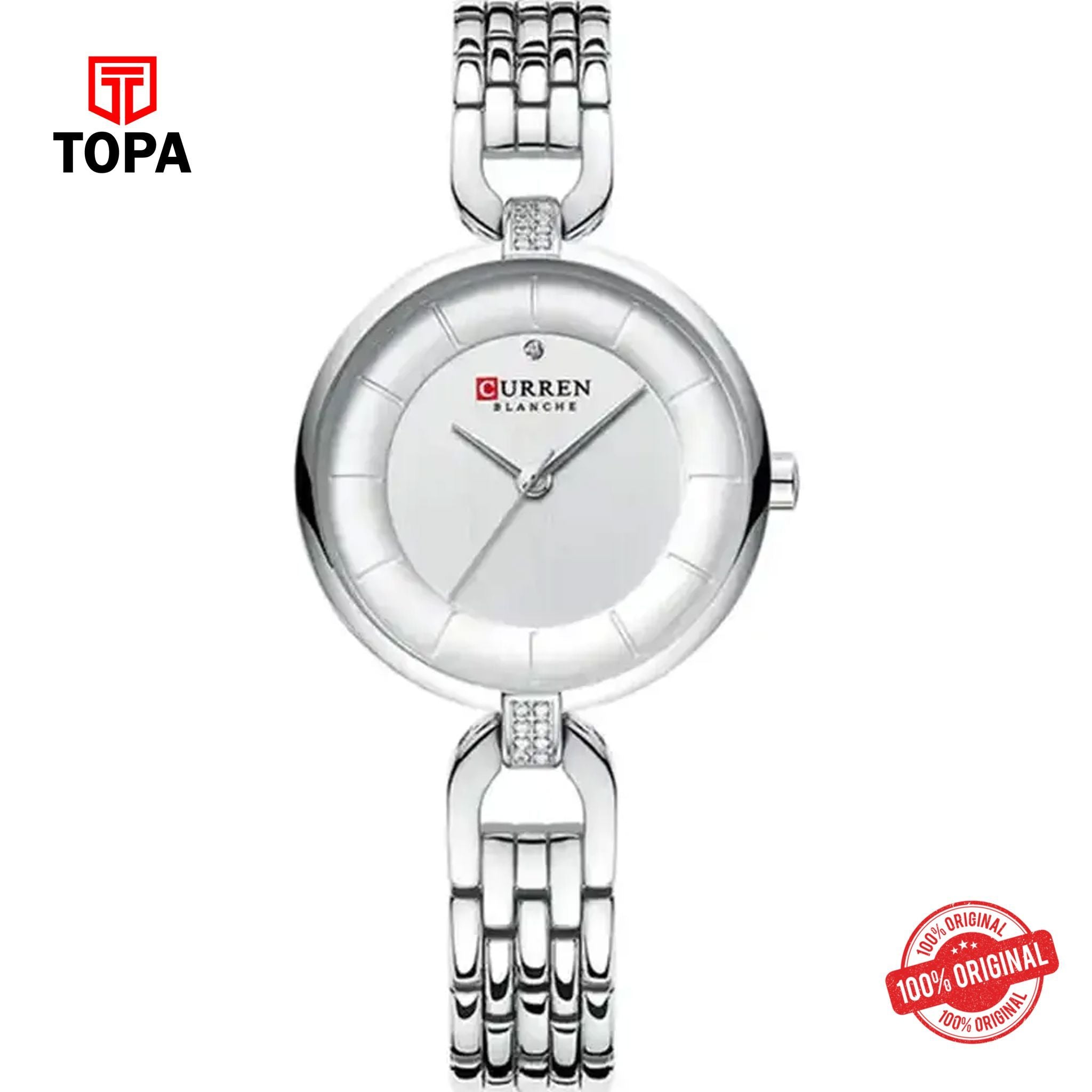 Topa Curren-9052-CH-WHT-Metal-Band-Women-Watch - Product Image 1