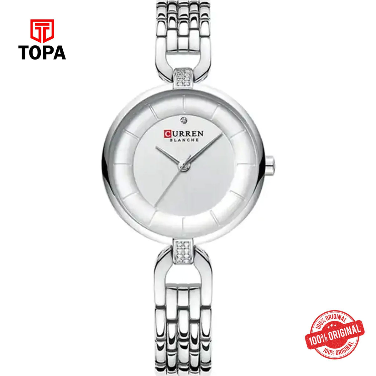 Topa Curren-9052-CH-WHT-Metal-Band-Women-Watch - Product Image 1