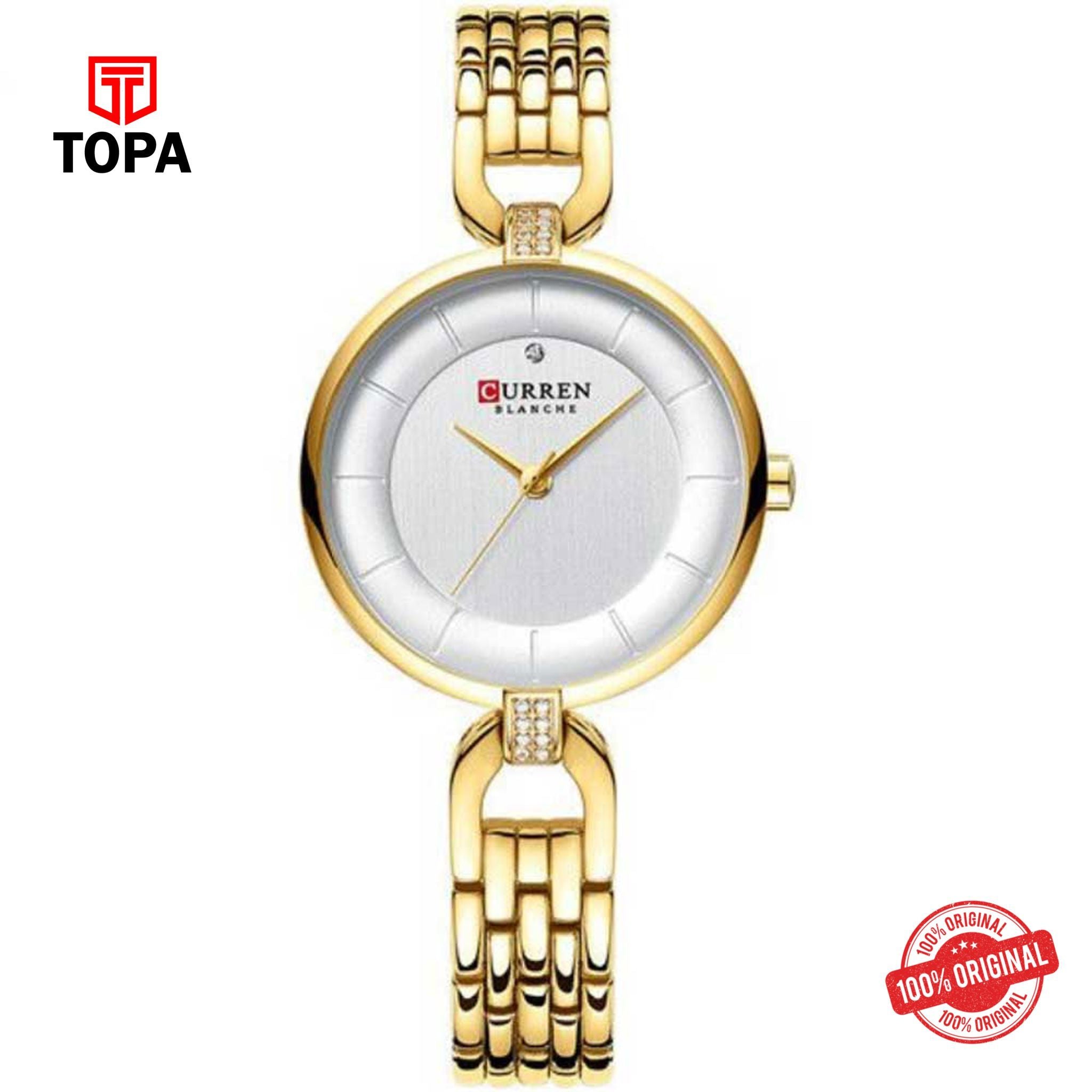 Topa Curren-9052-GLD-WHT-Metal-Band-Woman-Watch - Product Image 1