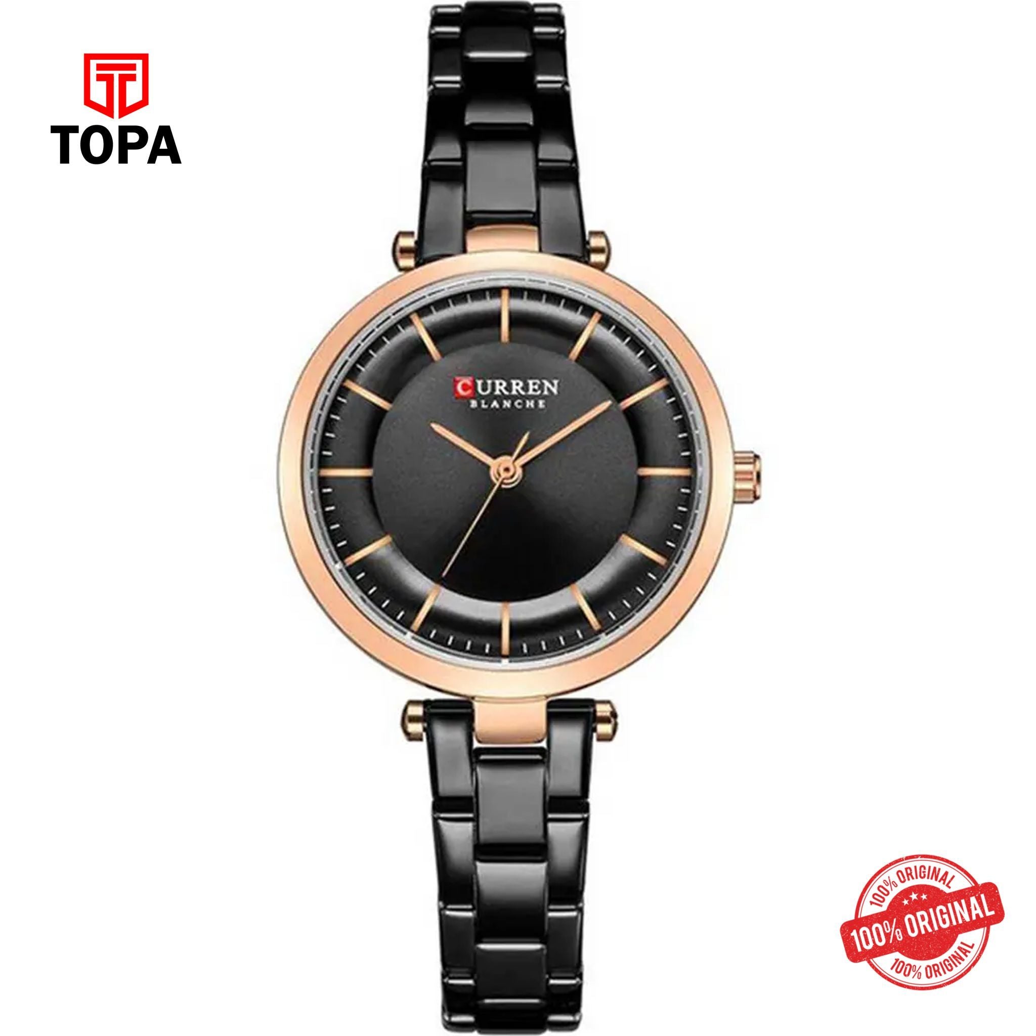 Topa Curren-9054-RS-BLK-Metal-Band-Women-Watch - Product Image 1