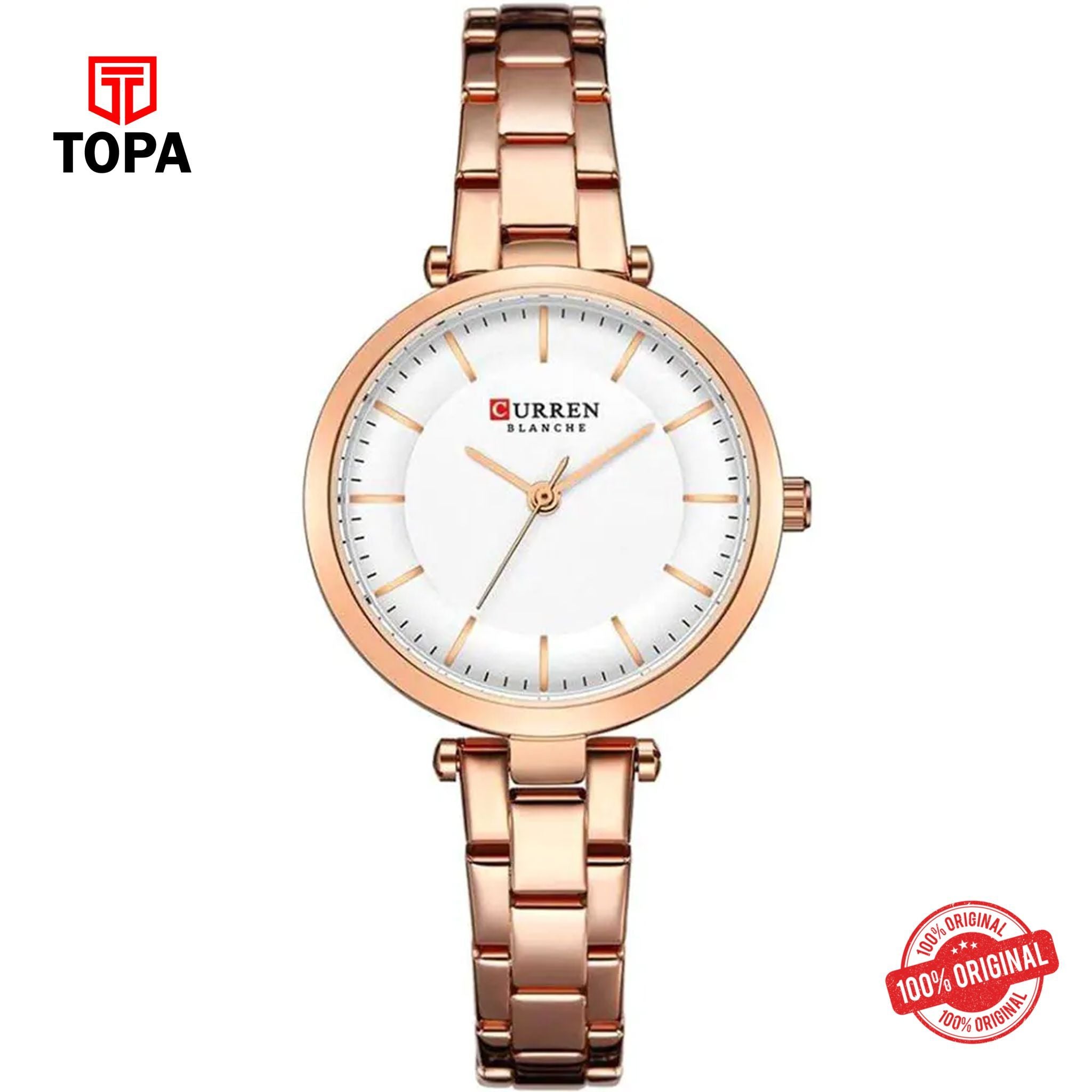 Topa Curren-9054-RS-WHT-Metal-Band-Women-Watch - Product Image 1