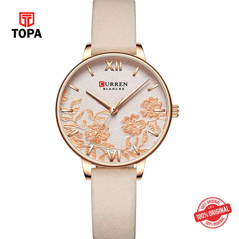 Topa Curren-9065-RS-CRM-Leather-Band-Women-Watch - Product Image 1