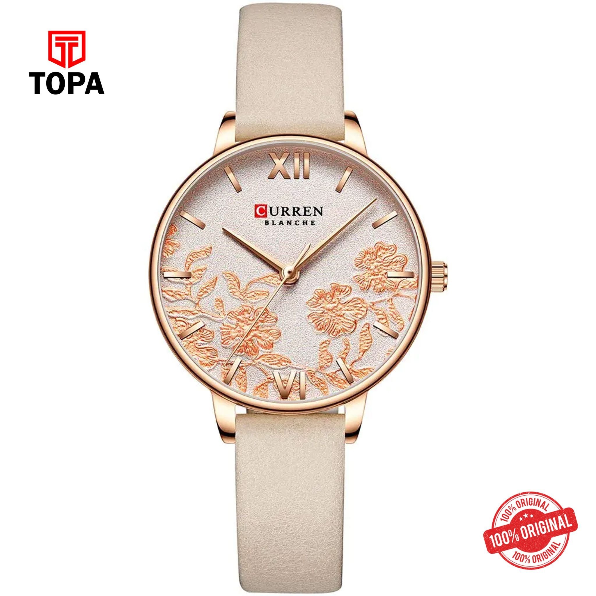 Topa Curren-9065L-RG-Leather-Band-Women-Watch - Product Image 1