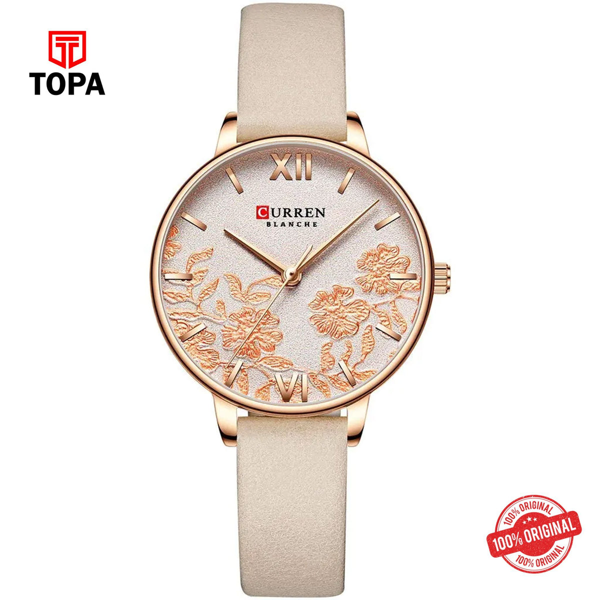 Topa Curren-9065L-RG-Leather-Band-Women-Watch - Product Image 1