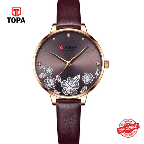 Topa Curren-9068-RS-MRN-Leather-Band-Women-Watch - Product Image 1