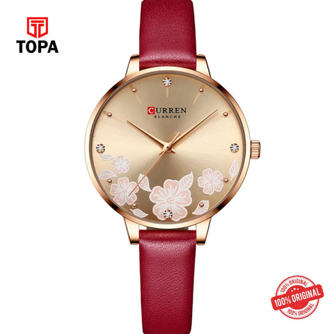 Topa Curren-9068-RS-RED-Leather-Band-Women-Watch - Product Image 1