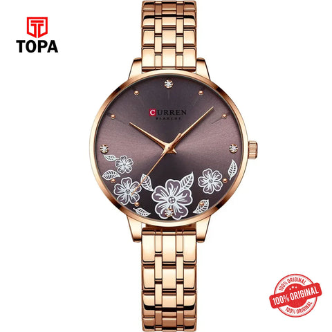 Topa Curren-9068L-RG-BRN-Metal-Band-Women-Watch - Product Image 1