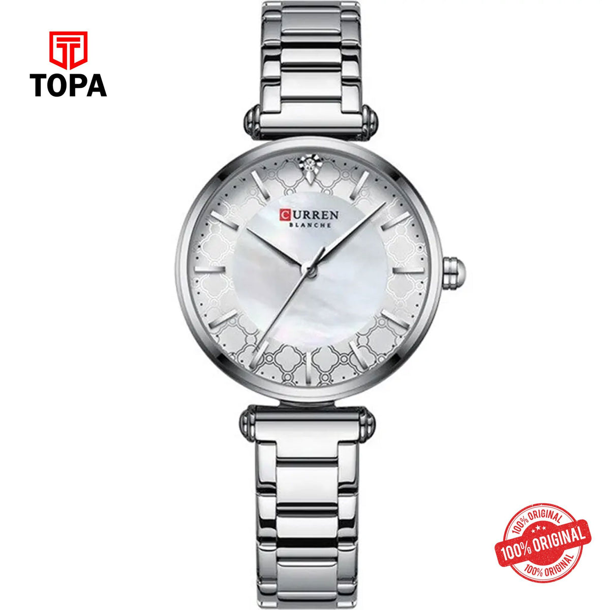 Topa Curren-9072-CH-WHT-Metal-Band-Women-Watch - Product Image 1