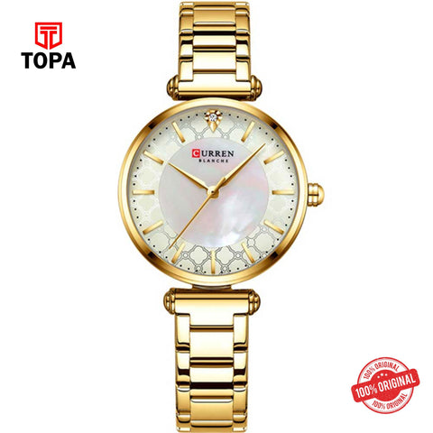 Topa Curren-9072-GLD-WHTMetal-Band-Woman-Watch - Product Image 1