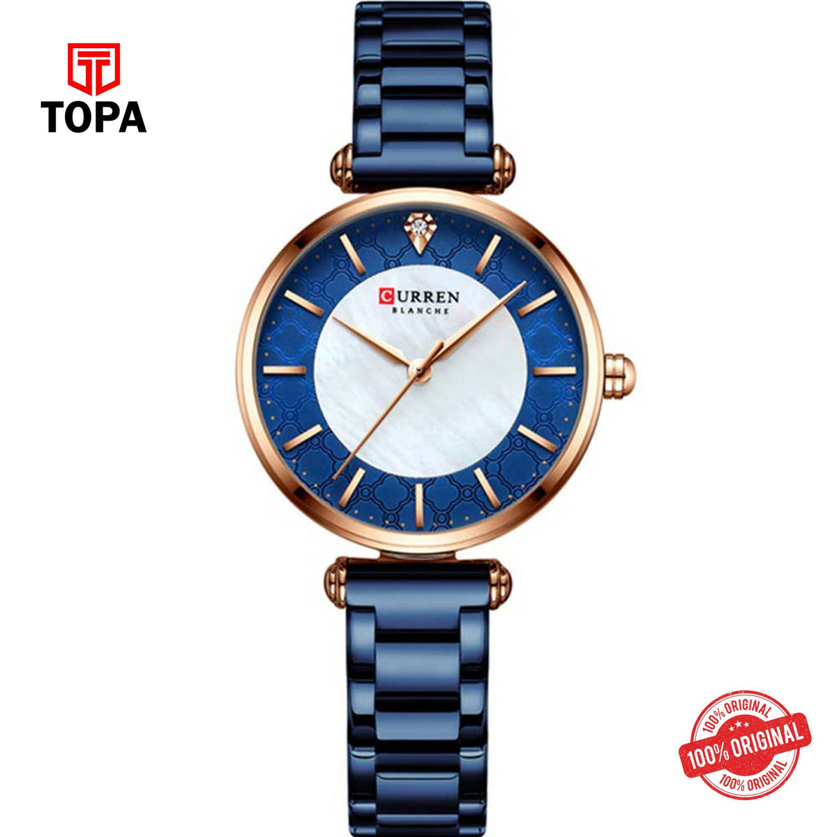 Topa Curren-9072-RS-BLU-Metal-Band-Woman-Watch - Product Image 1