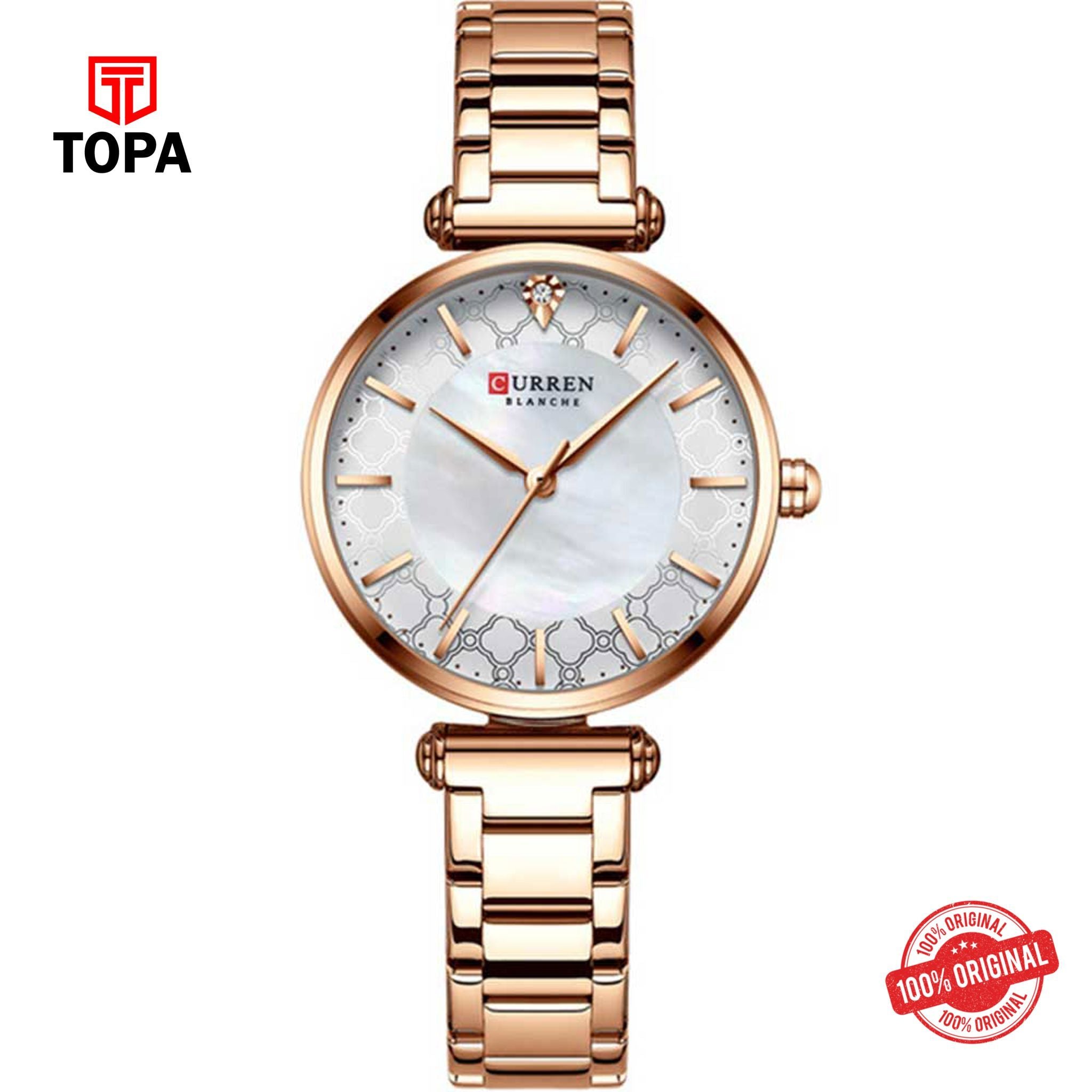 Topa Curren-9072-RS-WHT-Metal-Band-Woman-Watch - Product Image 1