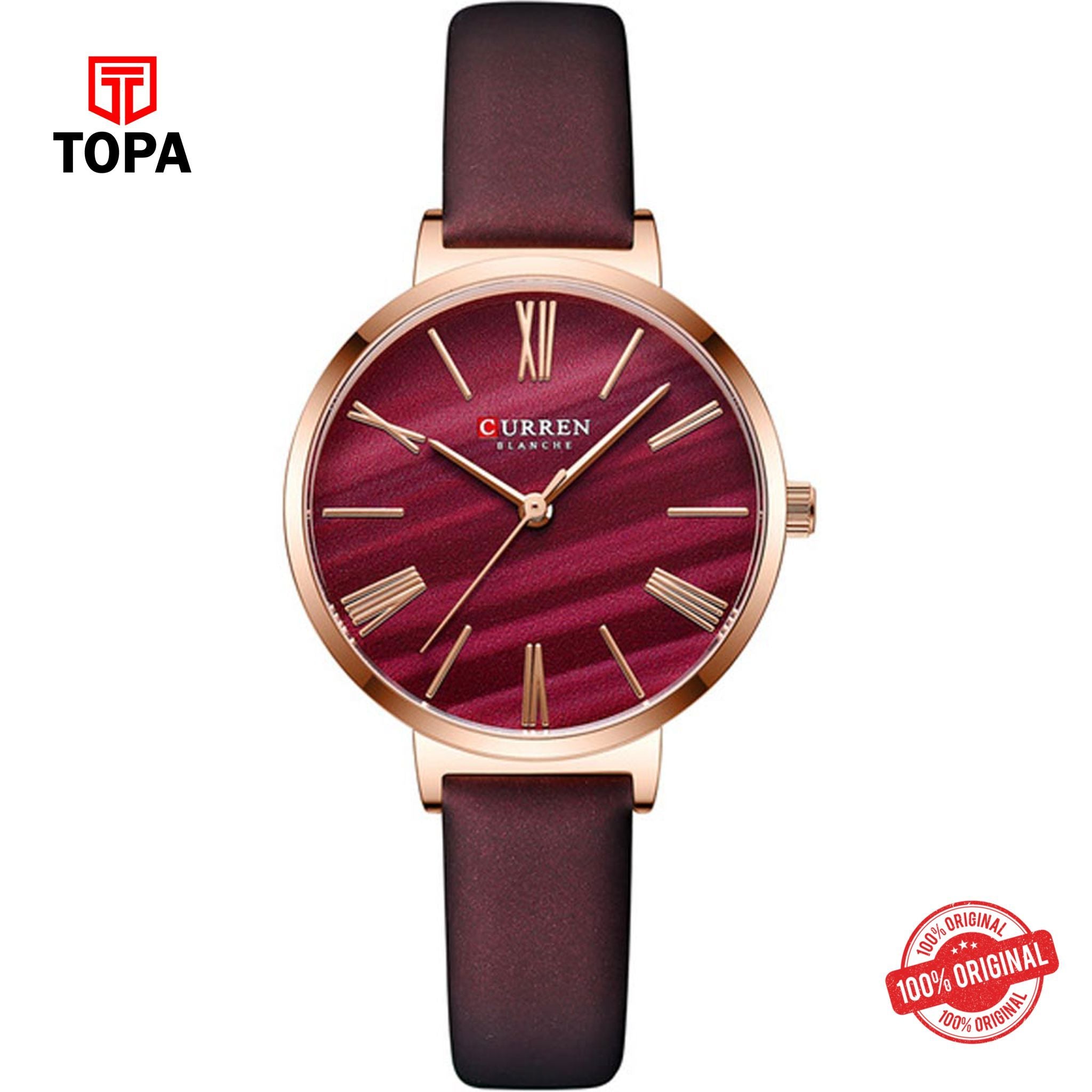 Topa Curren-9076-RS-MRN-Leather-Band-Women-Watch - Product Image 1