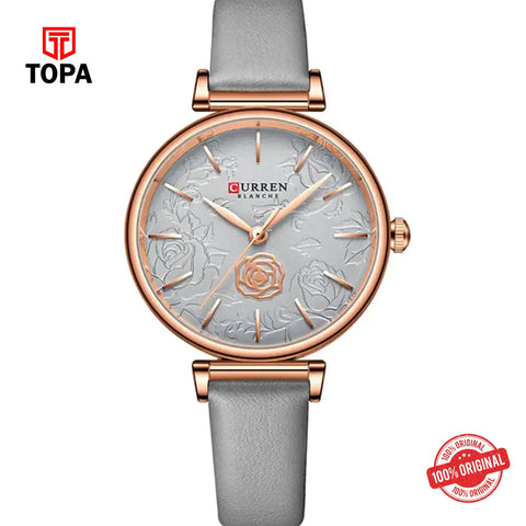 Topa Curren-9078-RS-GRY-Leather-Band-Women-Watch - Product Image 1