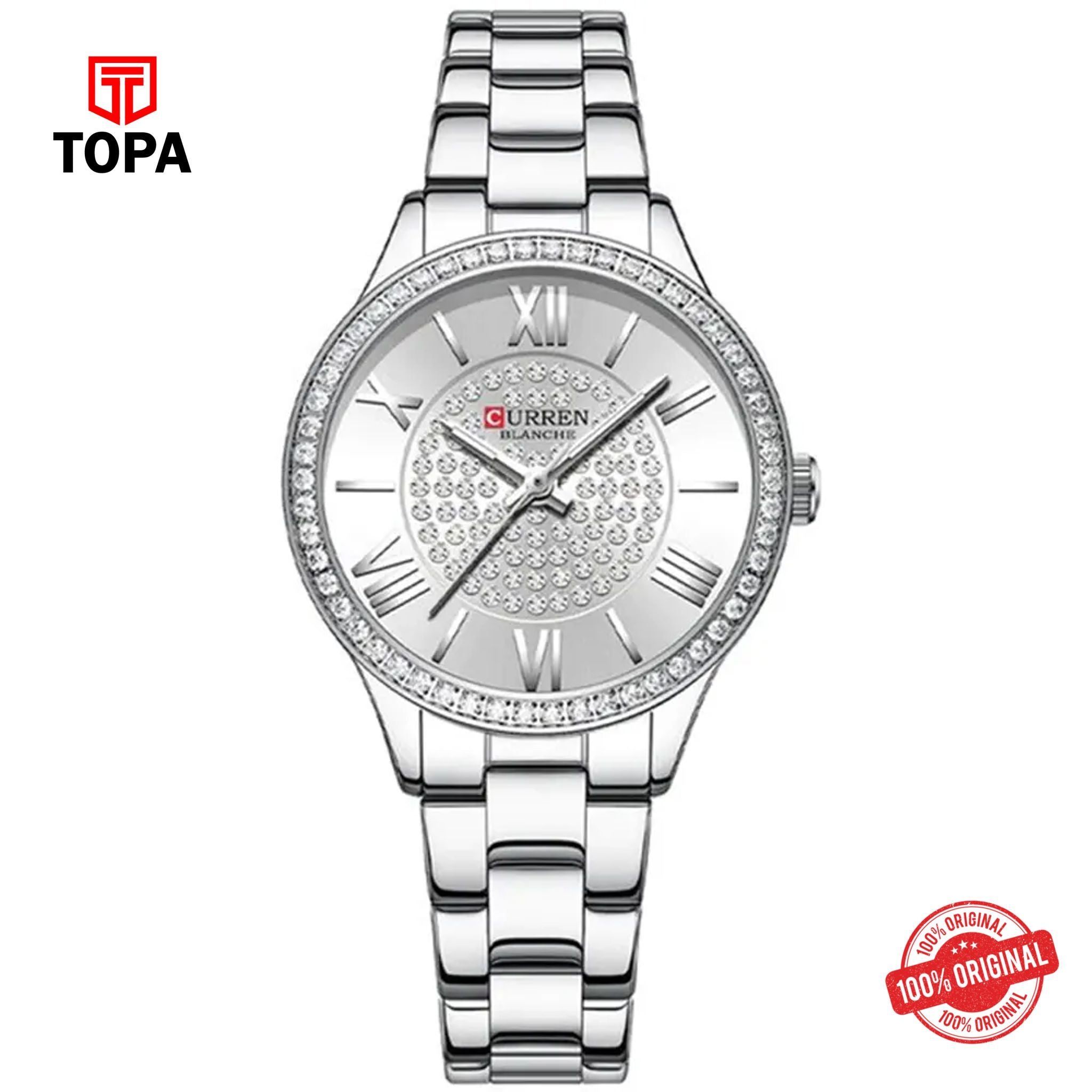 Topa Curren-9084-CH-SLV-Metal-Band-Women-Watch - Product Image 1
