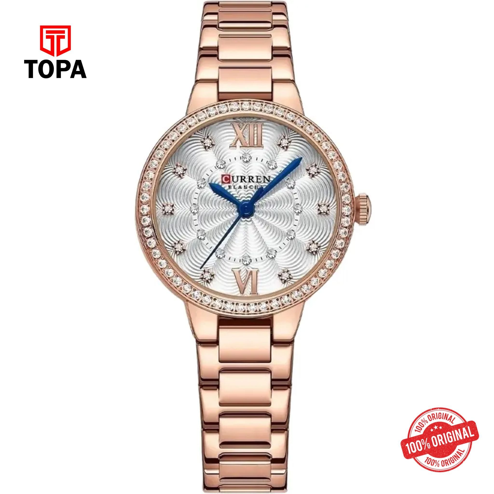 Topa Curren-9085L-RGWHT-BLUNIDEL-Metal-Band-Women-Watch - Product Image 1
