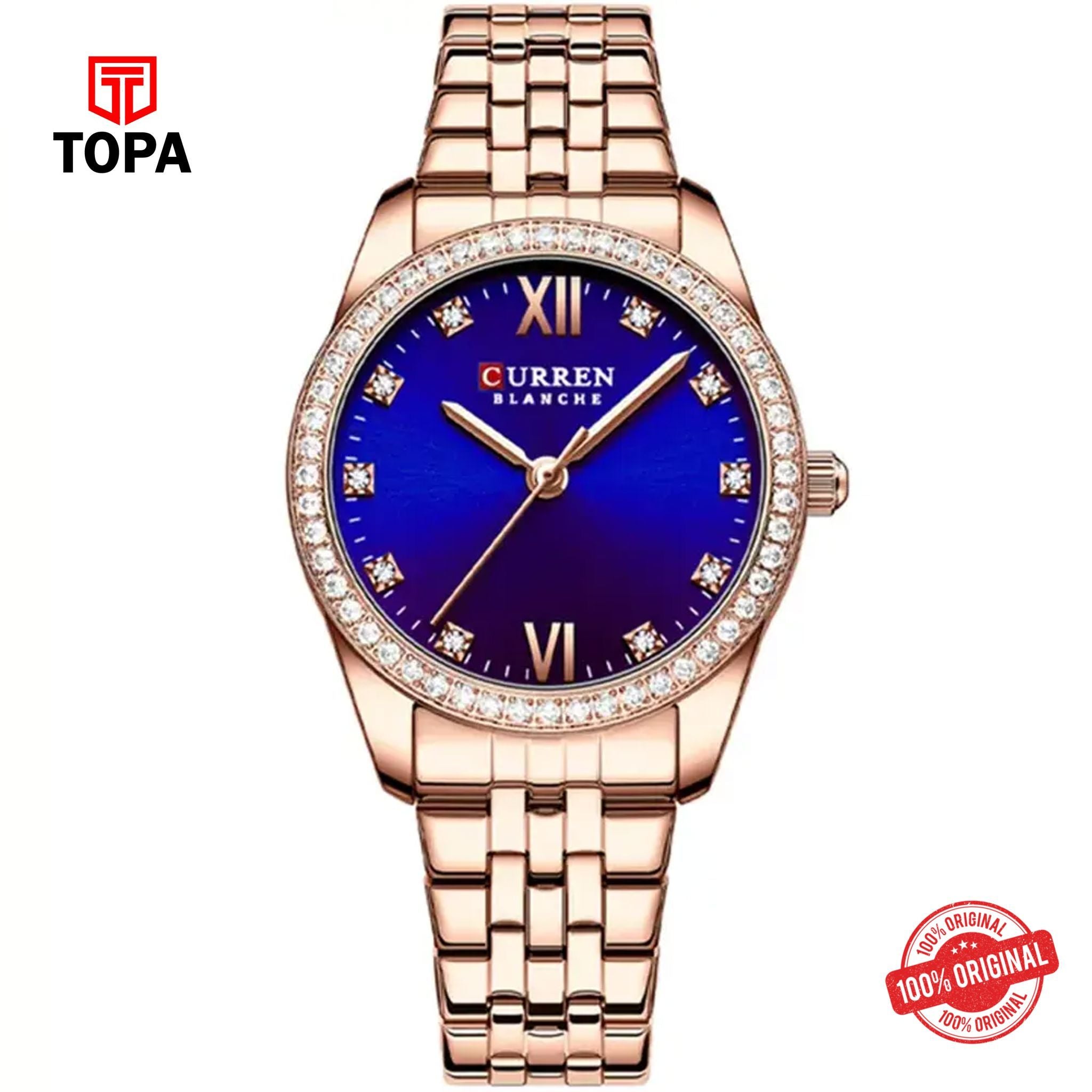 Topa Curren-9086L-RG-BLU-Metal-Band-Women-Watch - Product Image 1
