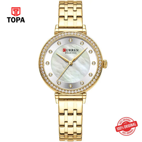 Topa Curren-9087-GLD-WHT-Metal-Band-Women-Watch - Product Image 1